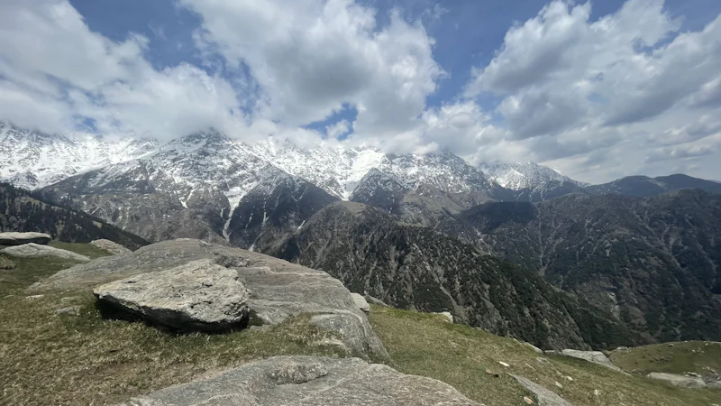 A snow-covered ridge on a high-altitude pass.