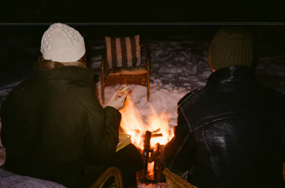 Bonfire evening in the snow